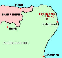 Location of Fetterangus, Old Deer Parish